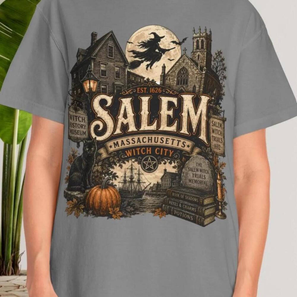 Salem Witch Shirt Halloween Tee Gothic Massachusetts Spooky Travel Gift